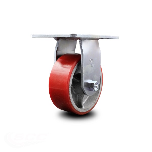 5 Inch Heavy Duty Red Poly on Cast Iron Rigid Caster with Ball Bearing SCC